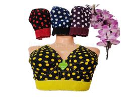 سوتین کتان چاپی کش پهن زیربافت